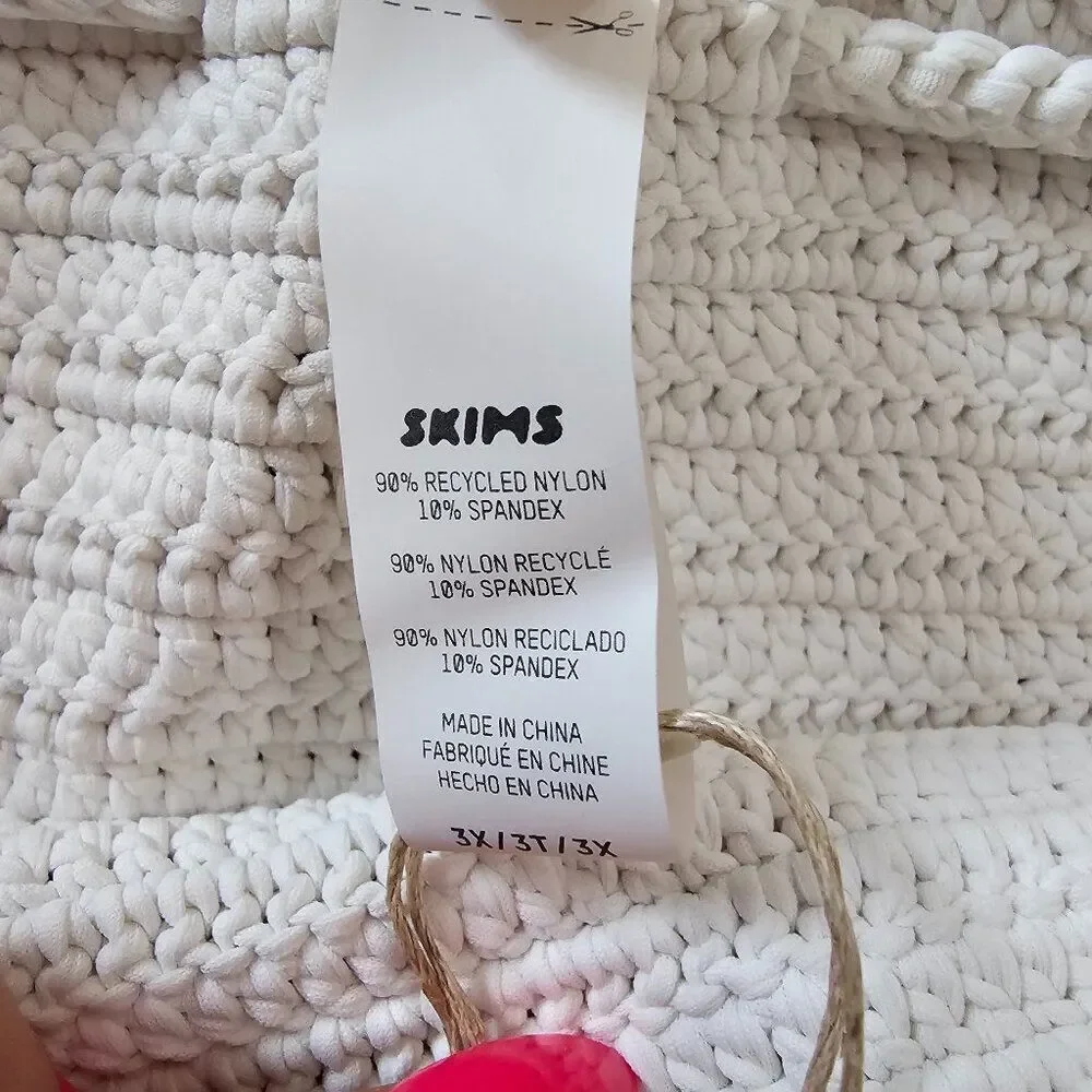 SKIMS Women's Marble Crochet Swim Mini Drawstring Skirt Size 3X